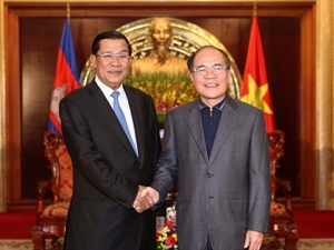 国会主席阮生雄会见柬埔寨首相洪森